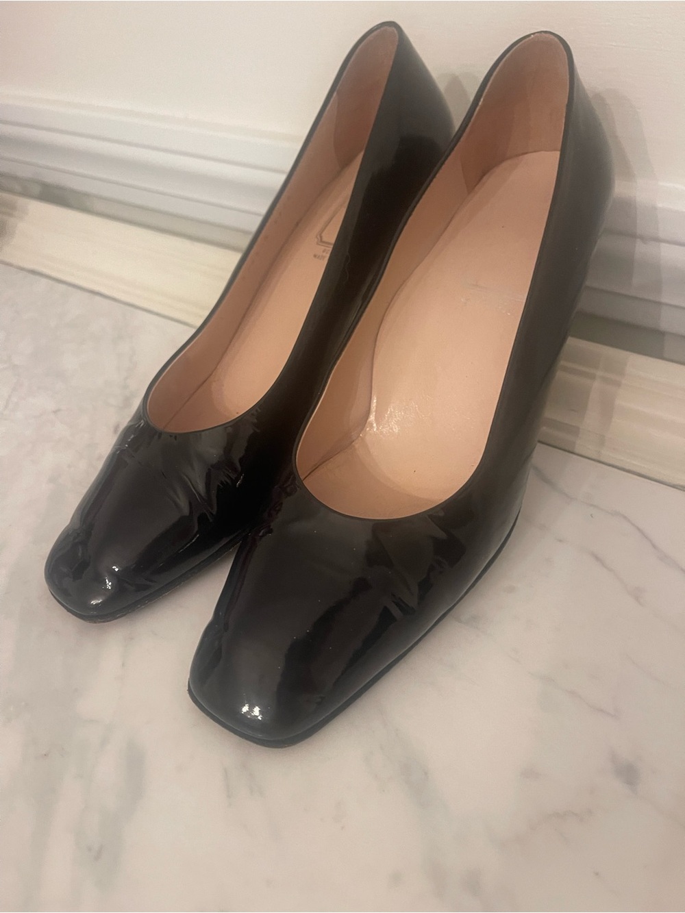 Bruno Magli Black Patent Leather Pumps Made In Italy